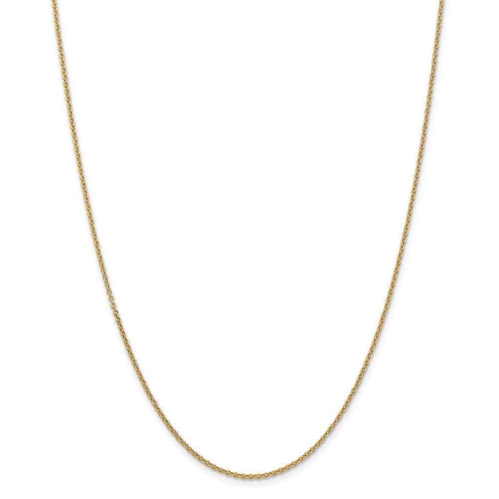 Alternate view of the 1.6mm, 14k Yellow Gold Solid Link Cable Chain Necklace by The Black Bow Jewelry Co.