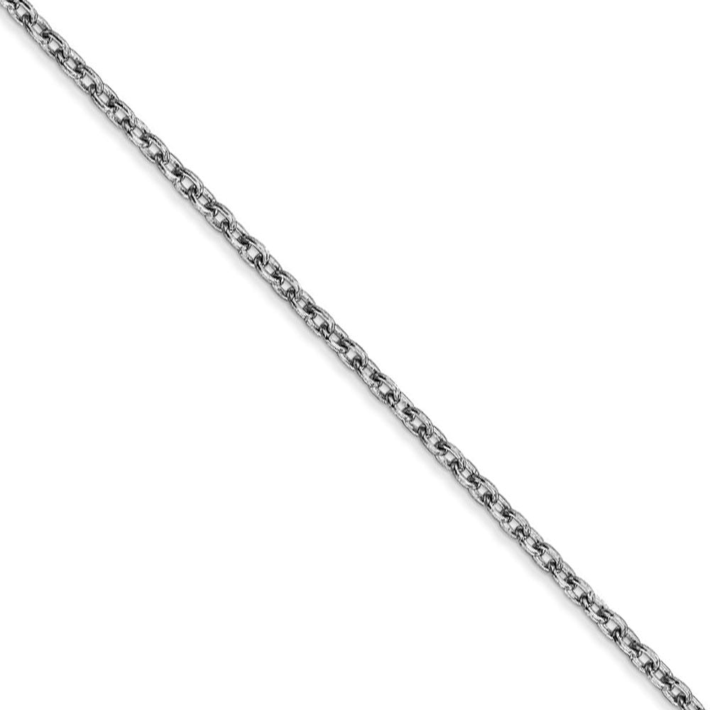 2mm, 14k White Gold Solid Link Cable Chain Necklace