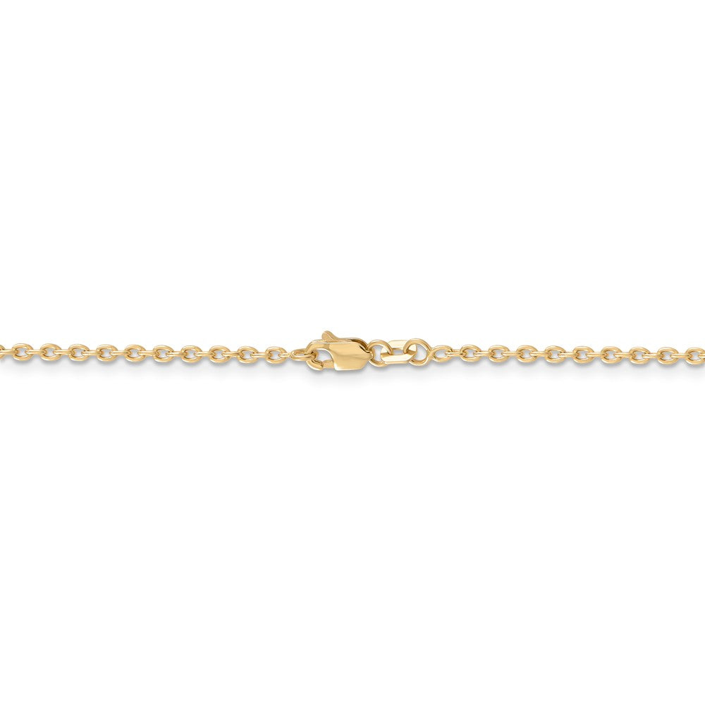 Alternate view of the 2mm, 14k Yellow Gold Solid Link Cable Chain Necklace by The Black Bow Jewelry Co.