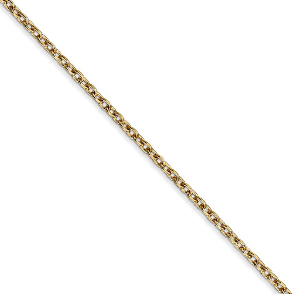 2mm, 14k Yellow Gold Solid Link Cable Chain Necklace