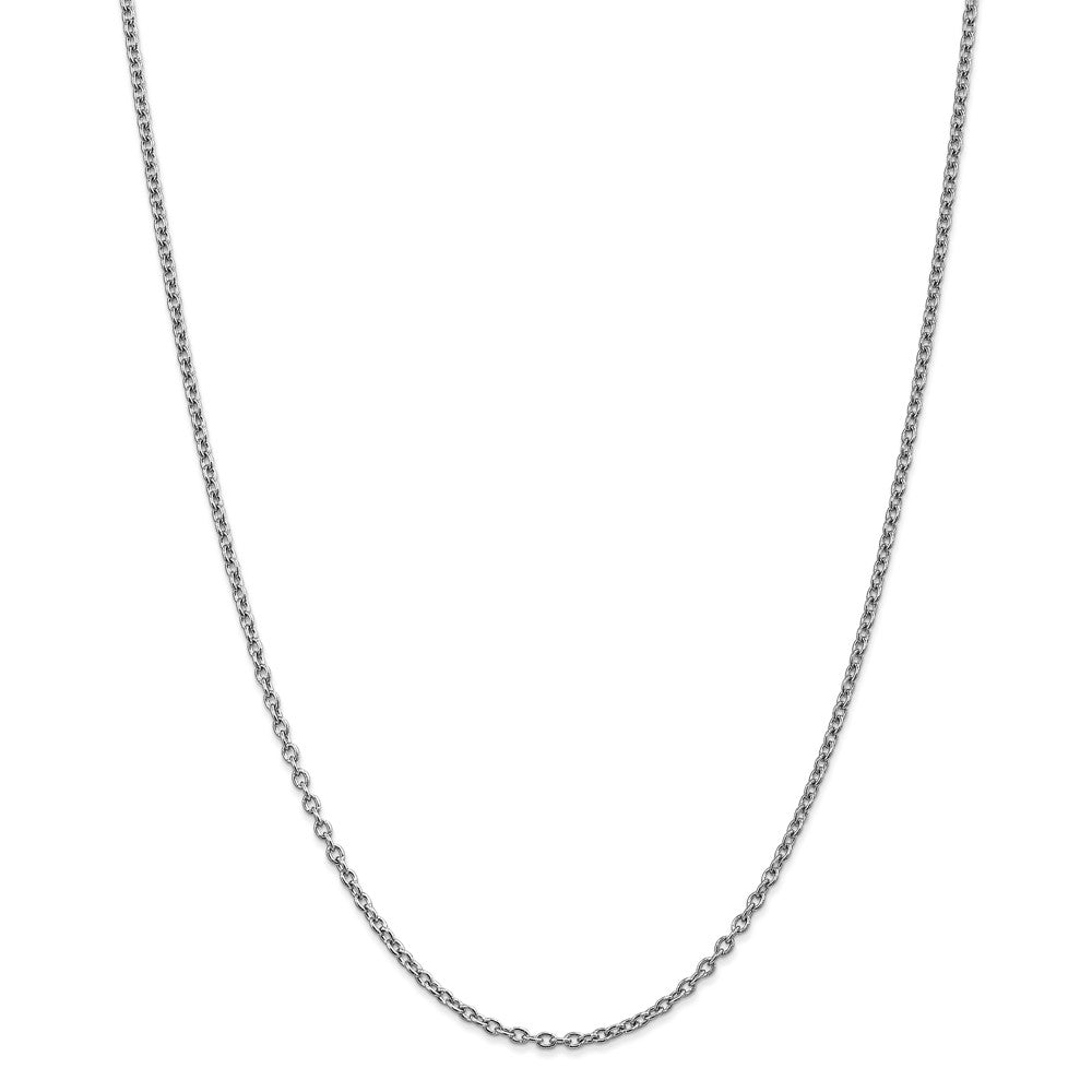 2.4mm, 14k White Gold Solid Link Cable Chain Necklace - Black Bow Jewelry  Company