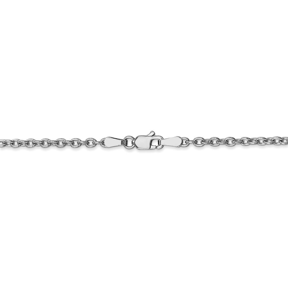 Alternate view of the 2.4mm, 14k White Gold Solid Link Cable Chain Necklace by The Black Bow Jewelry Co.