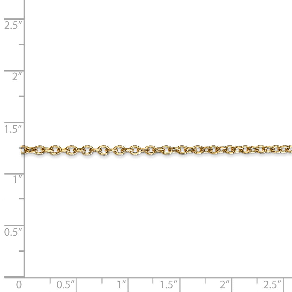 Alternate view of the 2.4mm, 14k Yellow Gold Solid Link Cable Chain Necklace by The Black Bow Jewelry Co.