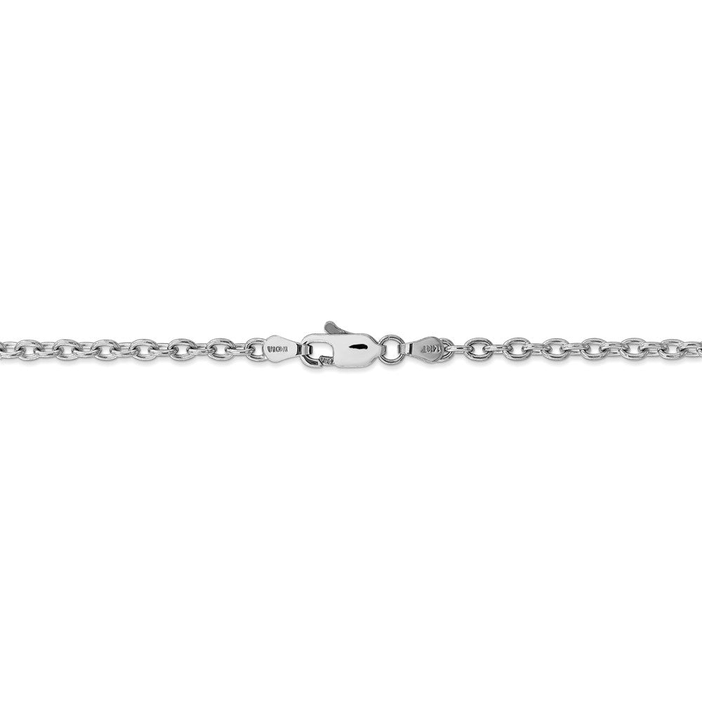 Alternate view of the 3.2mm, 14k White Gold Solid Link Cable Chain Necklace by The Black Bow Jewelry Co.