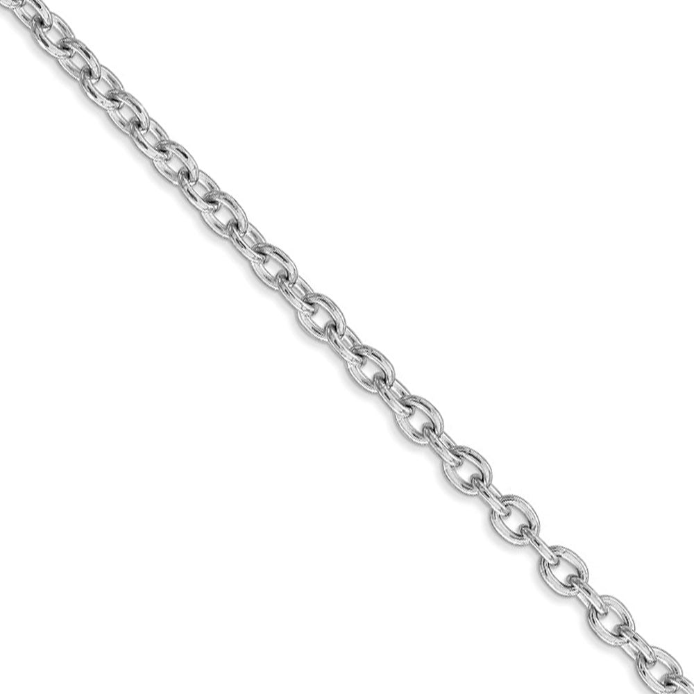 3.2mm, 14k White Gold Solid Link Cable Chain Necklace