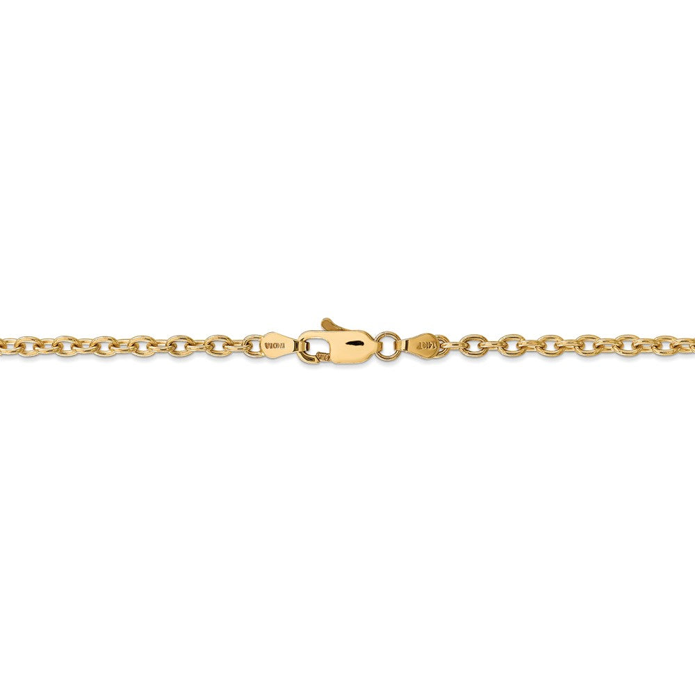 Alternate view of the 3.2mm, 14k Yellow Gold Solid Link Cable Chain Necklace by The Black Bow Jewelry Co.