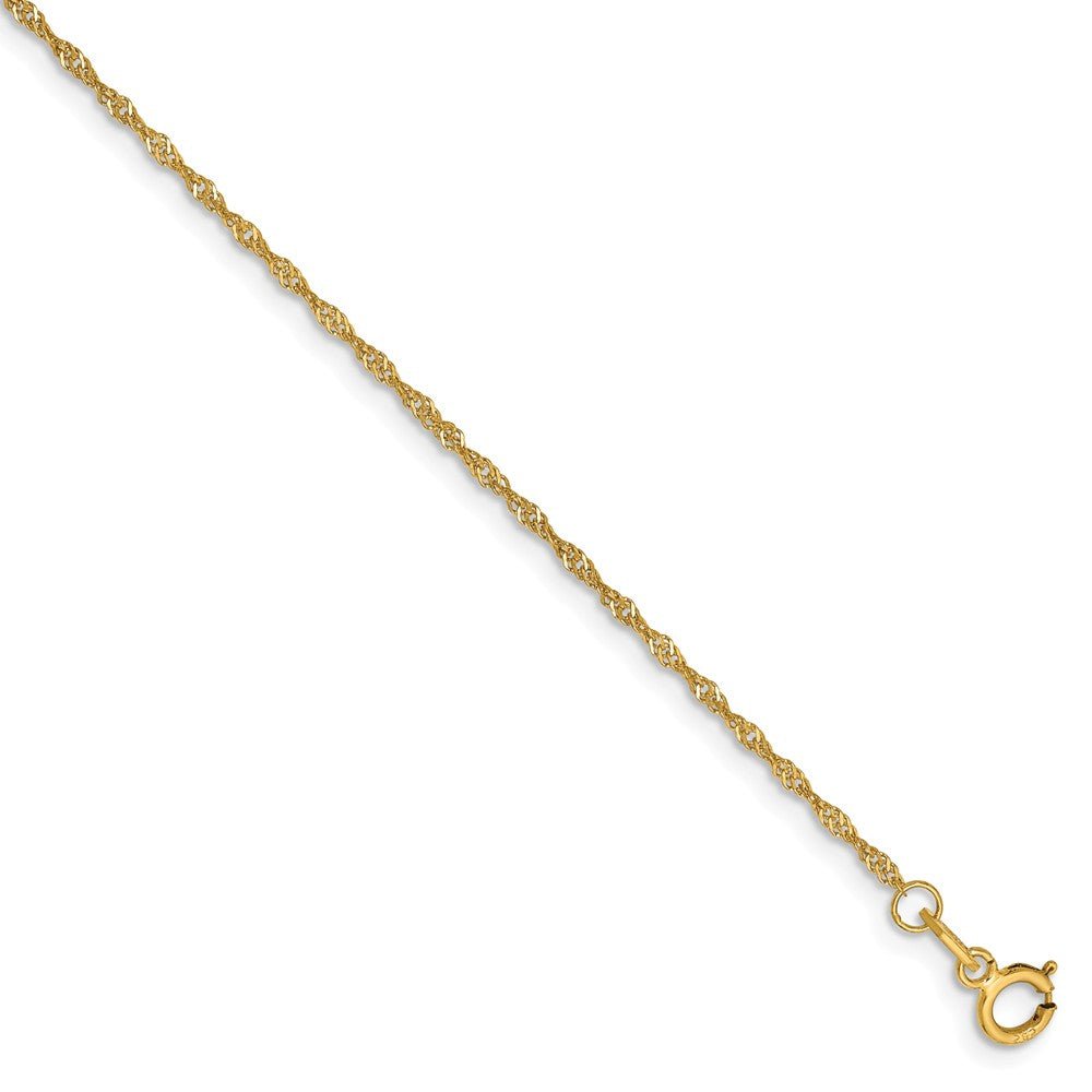 1.1mm, 14k Yellow Gold, Singapore Chain Anklet, 9 Inch, Item C8500-09 by The Black Bow Jewelry Co.