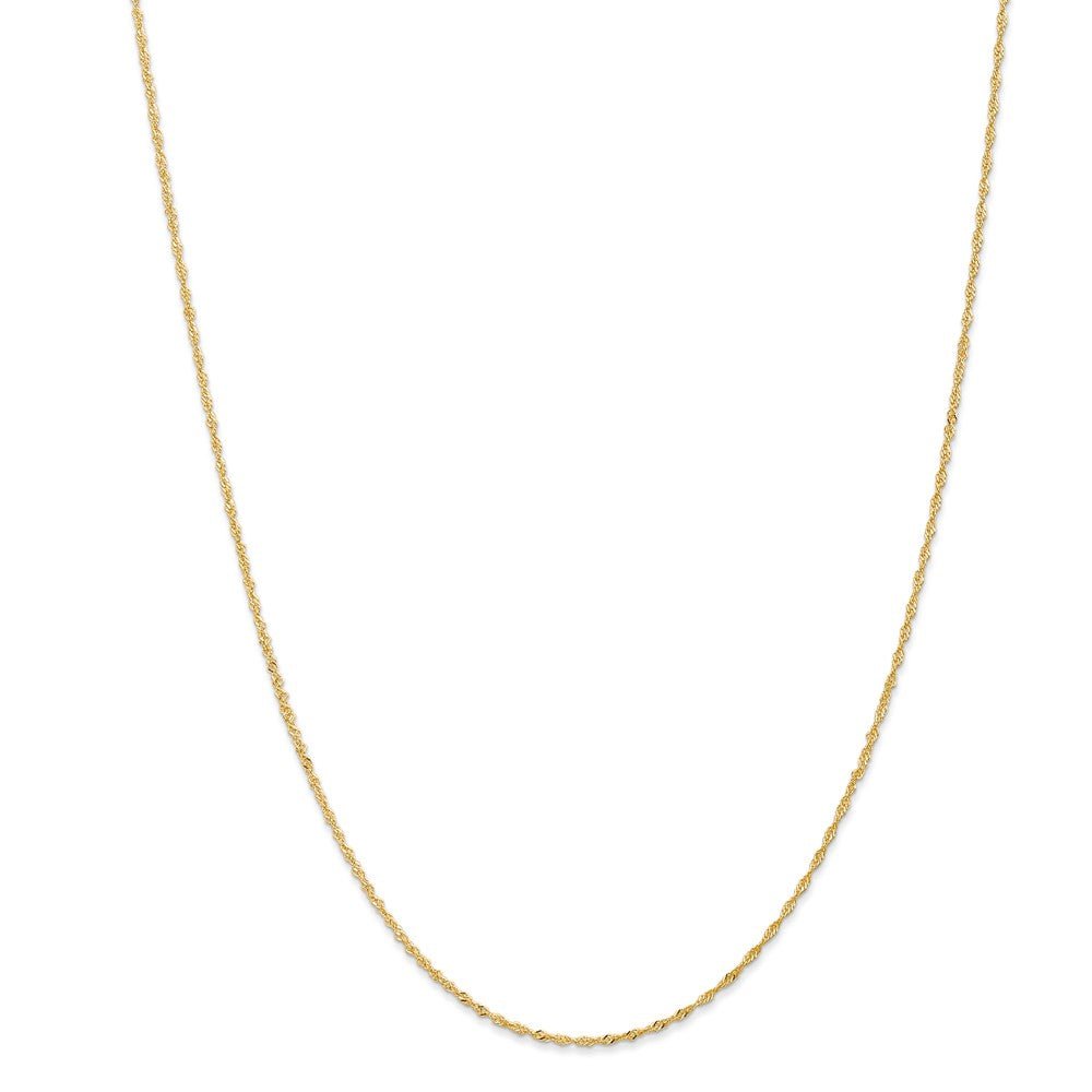 Alternate view of the 1.1mm, 14k Yellow Gold, D/C Singapore Chain Necklace by The Black Bow Jewelry Co.