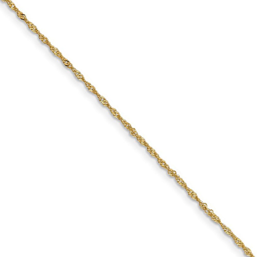 1.1mm, 14k Yellow Gold, D/C Singapore Chain Necklace