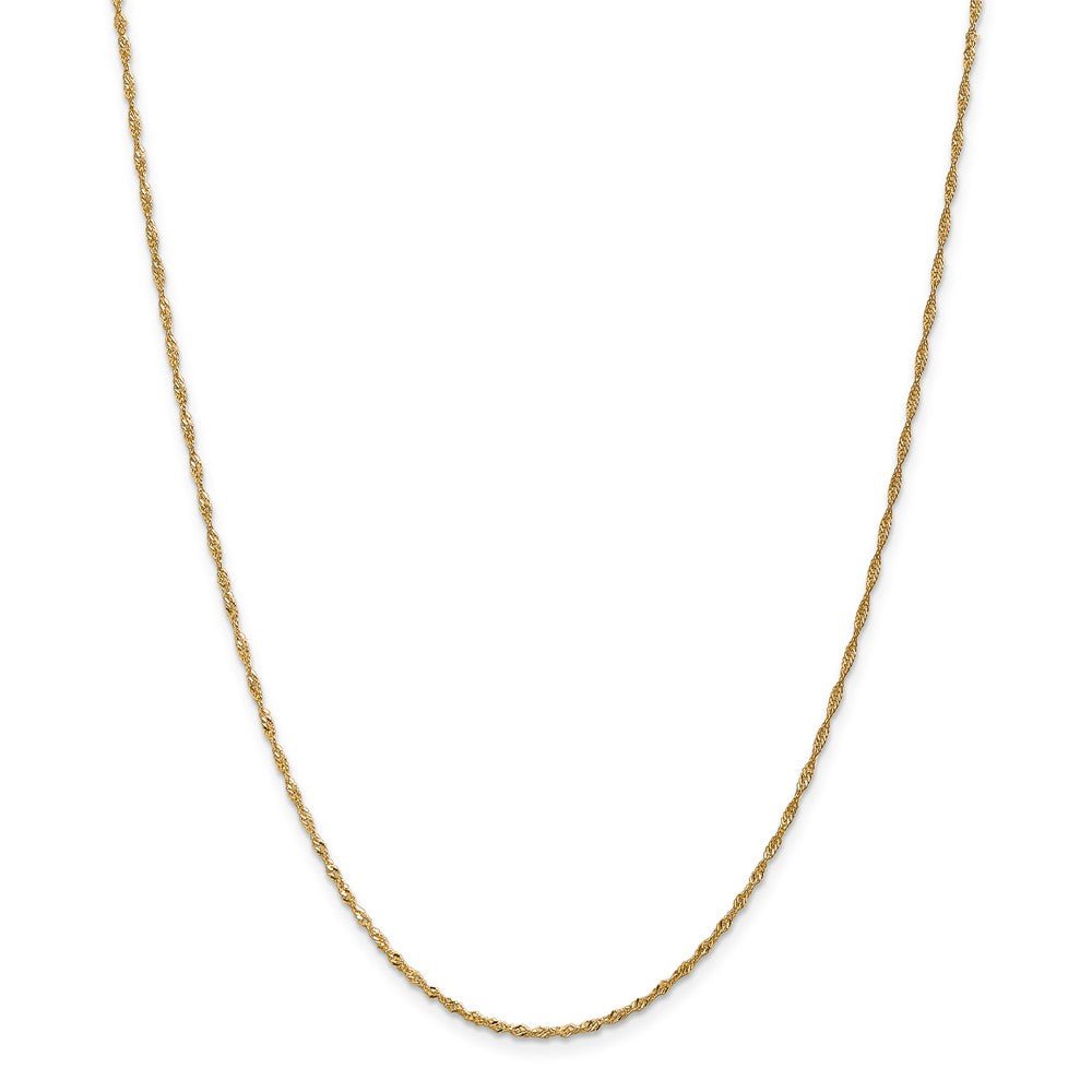 Alternate view of the 1.4mm, 14k Yellow Gold, Singapore Chain Necklace by The Black Bow Jewelry Co.