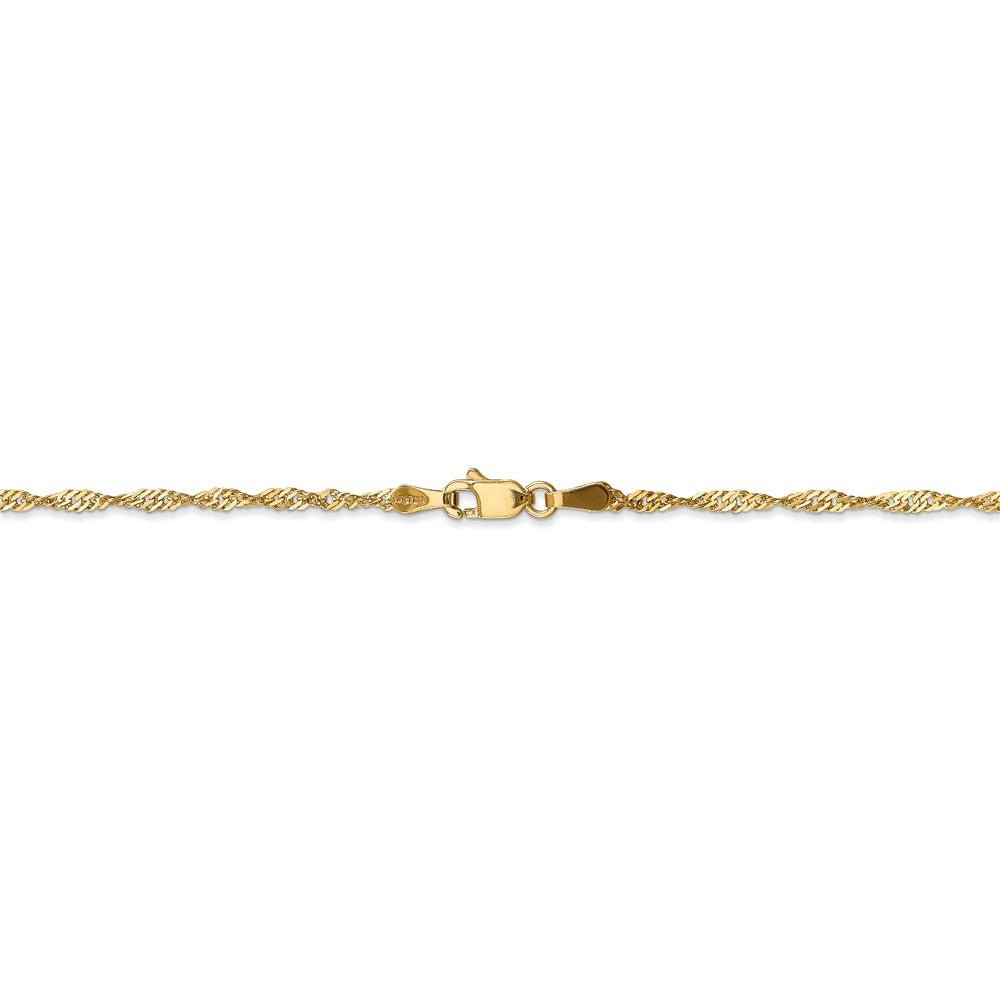 Alternate view of the 1.7mm, 14k Yellow Gold, Singapore Chain Bracelet by The Black Bow Jewelry Co.