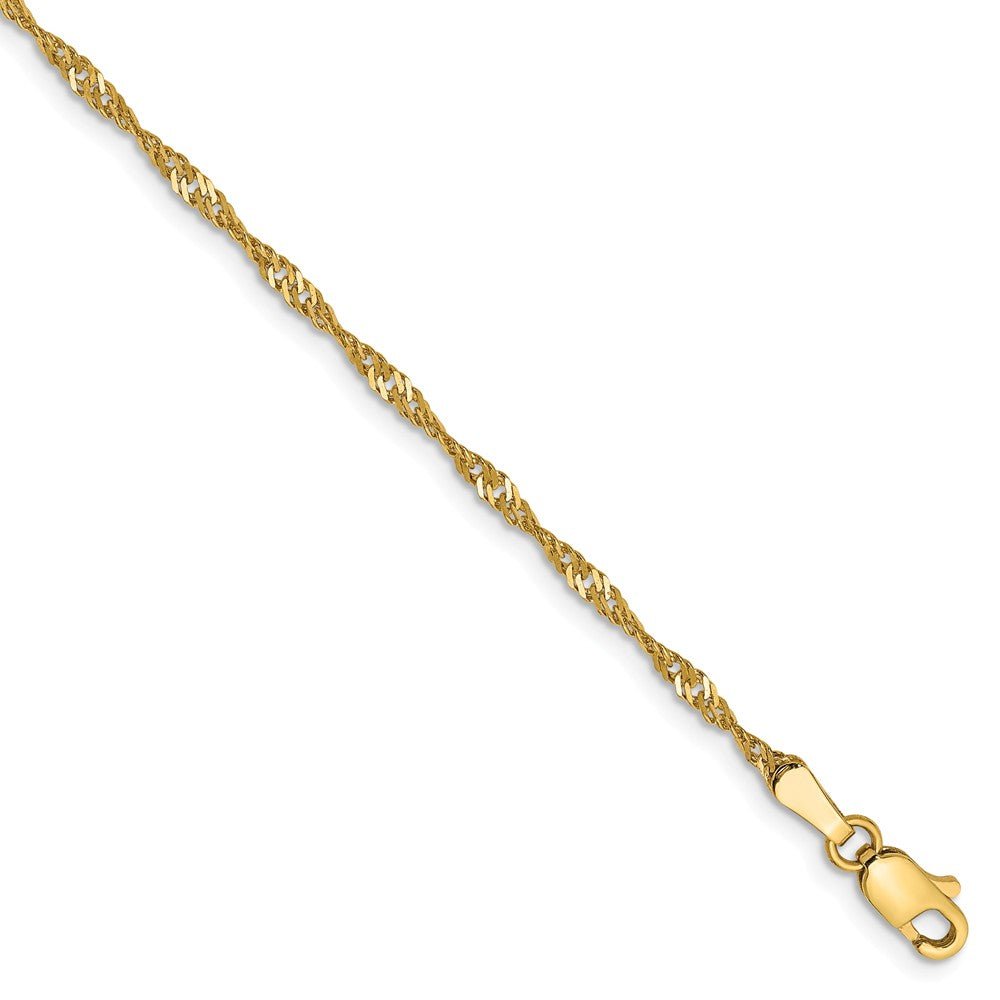 1.7mm, 14k Yellow Gold, Singapore Chain Anklet, Item C8504-A by The Black Bow Jewelry Co.