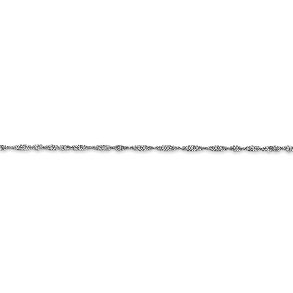 Alternate view of the 1.4mm, 14k White Gold, Singapore Chain Anklet or Bracelet by The Black Bow Jewelry Co.