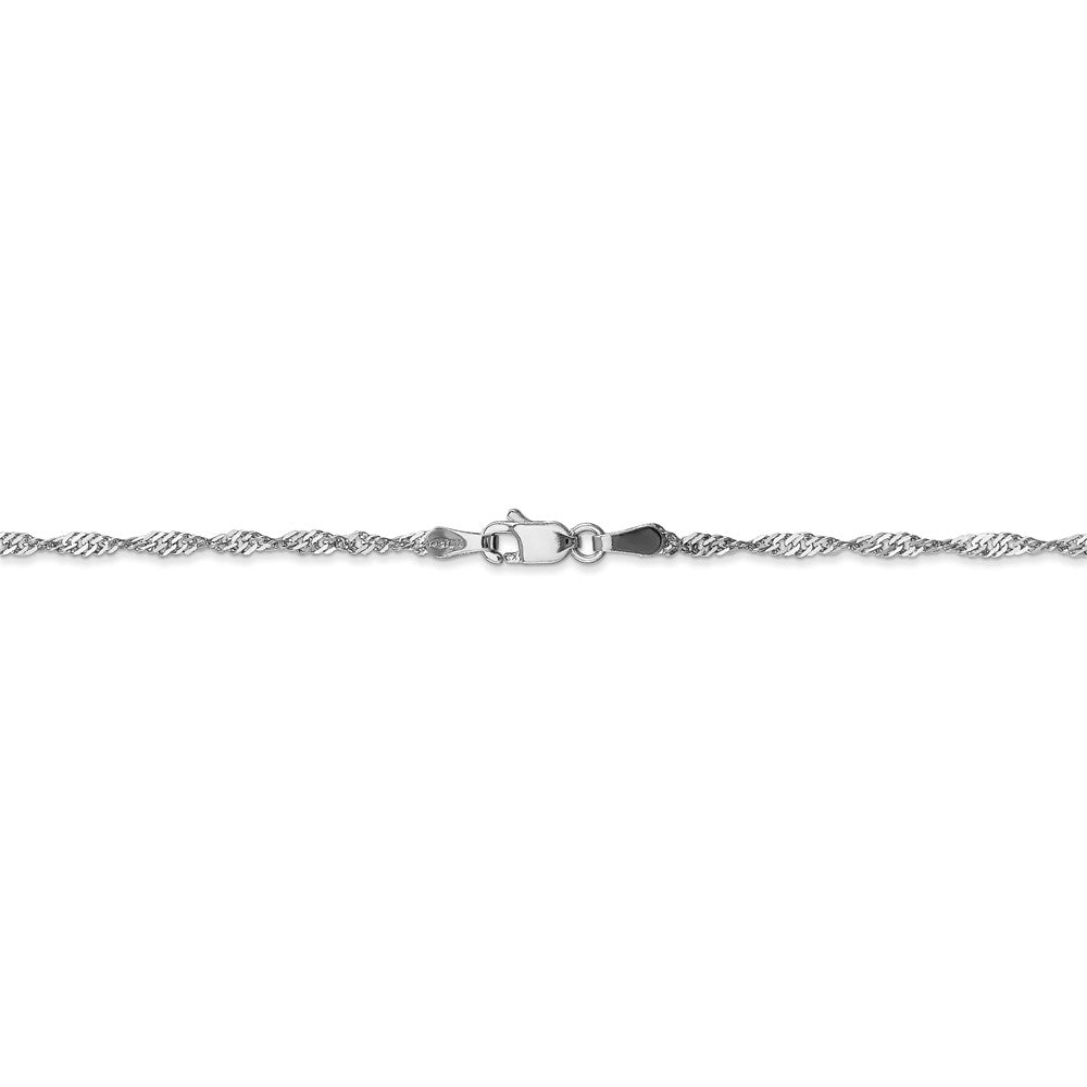 Alternate view of the 1.7mm, 14k White Gold, Singapore Chain Anklet or Bracelet by The Black Bow Jewelry Co.