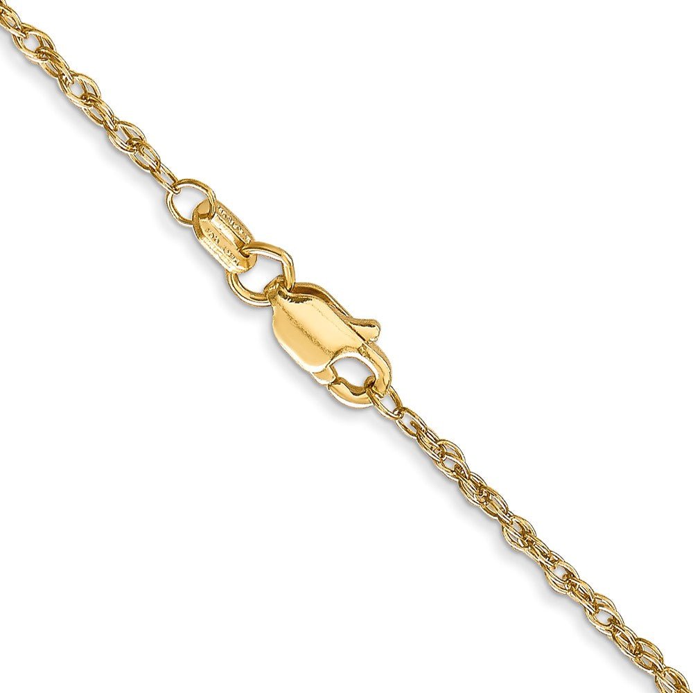 1.3mm, 14K Yellow Gold, Solid Baby Rope Chain Necklace - Black Bow