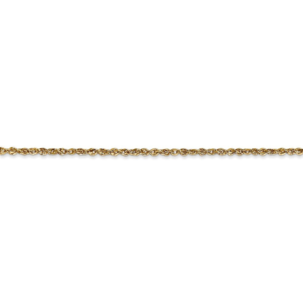 Alternate view of the 1.7mm, 14k Yellow Gold, Ropa Chain Anklet by The Black Bow Jewelry Co.