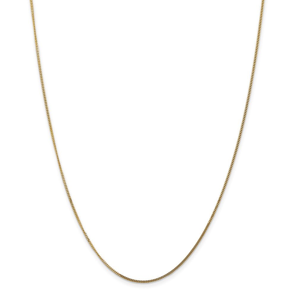 Alternate view of the 1.3mm, 14k Yellow Gold, Solid Curb Chain Necklace by The Black Bow Jewelry Co.