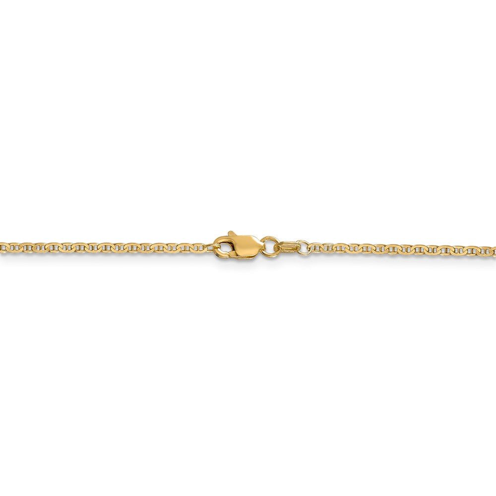 Alternate view of the 1.5mm, 14k Yellow Gold, Solid Anchor Link Chain Necklace by The Black Bow Jewelry Co.
