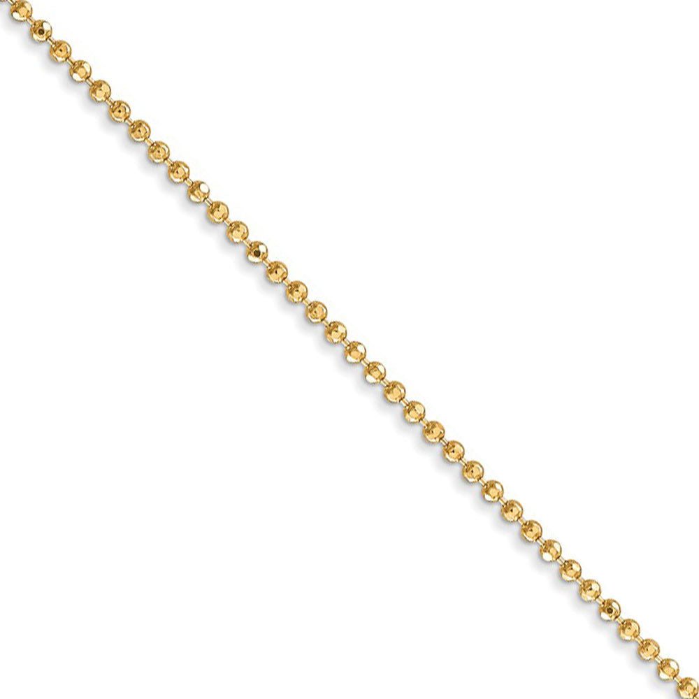 1.2mm, 14k Yellow Gold, Diamond Cut Hollow Bead Chain Necklace, Item C8538 by The Black Bow Jewelry Co.