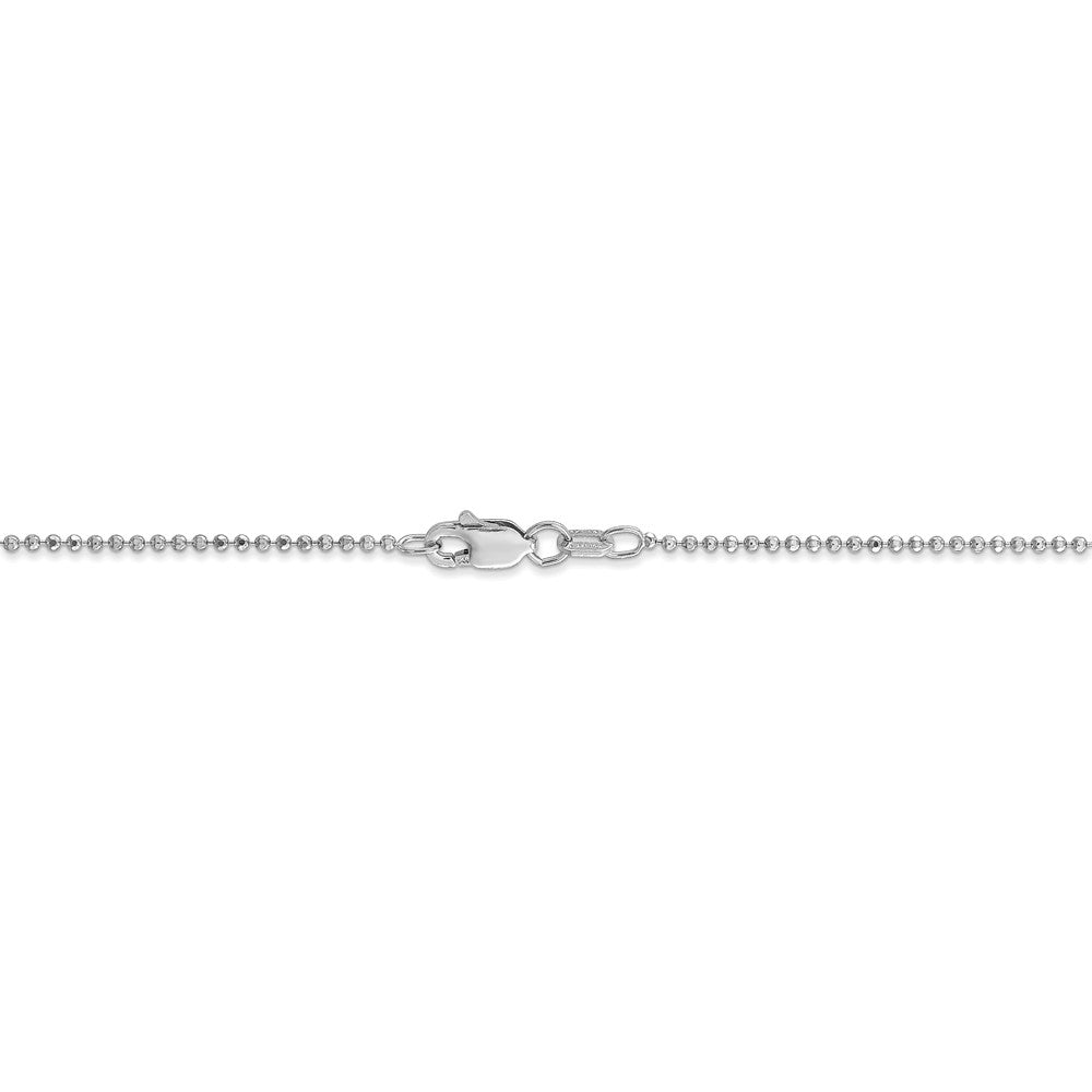 Alternate view of the 1.2mm, 14k White Gold, Diamond Cut Hollow Bead Chain Necklace by The Black Bow Jewelry Co.