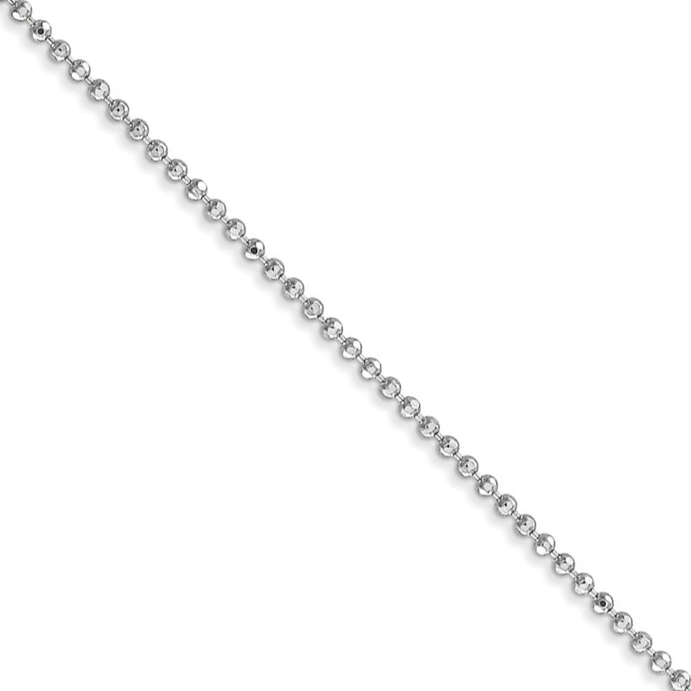 1.2mm, 14k White Gold, Diamond Cut Hollow Bead Chain Necklace
