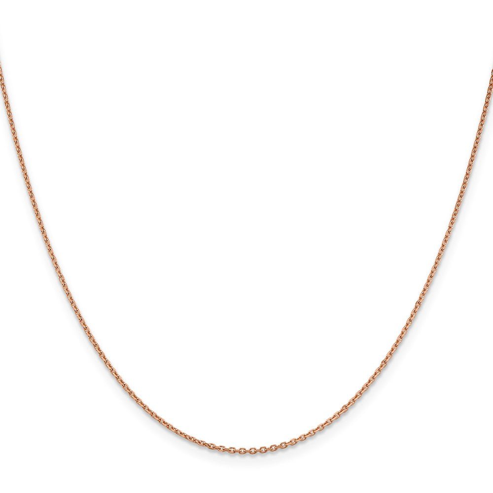 Alternate view of the 1.4mm, 14k Rose Gold, Diamond Cut Solid Cable Chain Necklace by The Black Bow Jewelry Co.