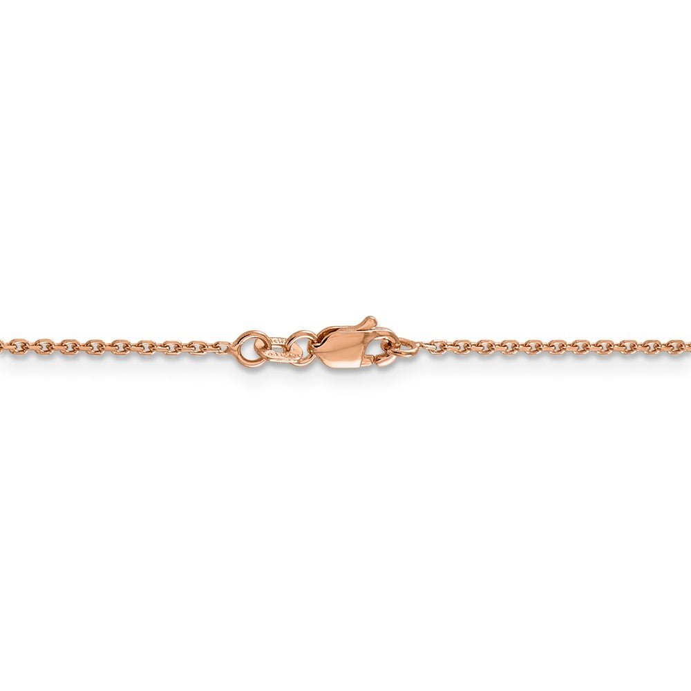 Alternate view of the 1.4mm, 14k Rose Gold, Diamond Cut Solid Cable Chain Necklace by The Black Bow Jewelry Co.