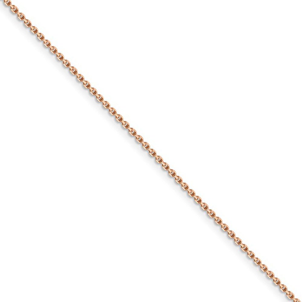 1.4mm, 14k Rose Gold, Diamond Cut Solid Cable Chain Necklace