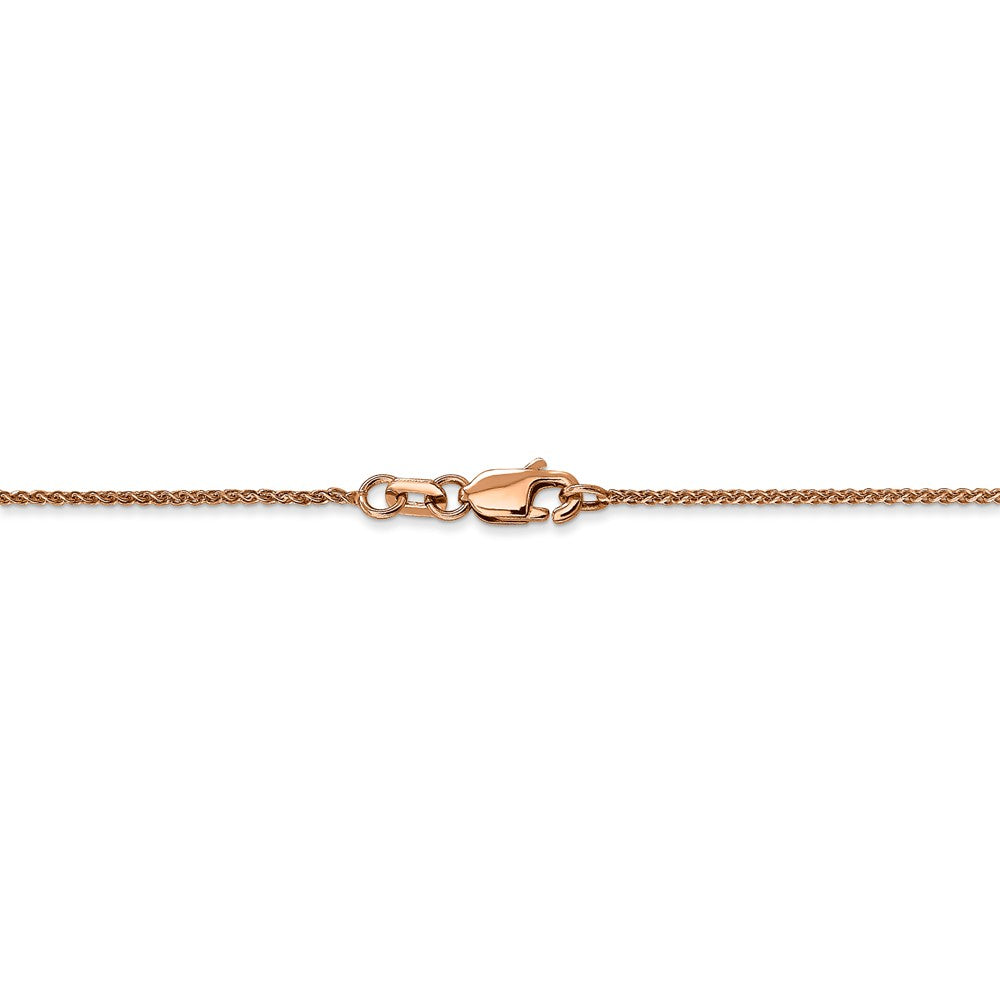 Alternate view of the 1mm, 14k Rose Gold, Diamond Cut Solid Spiga Chain Necklace by The Black Bow Jewelry Co.