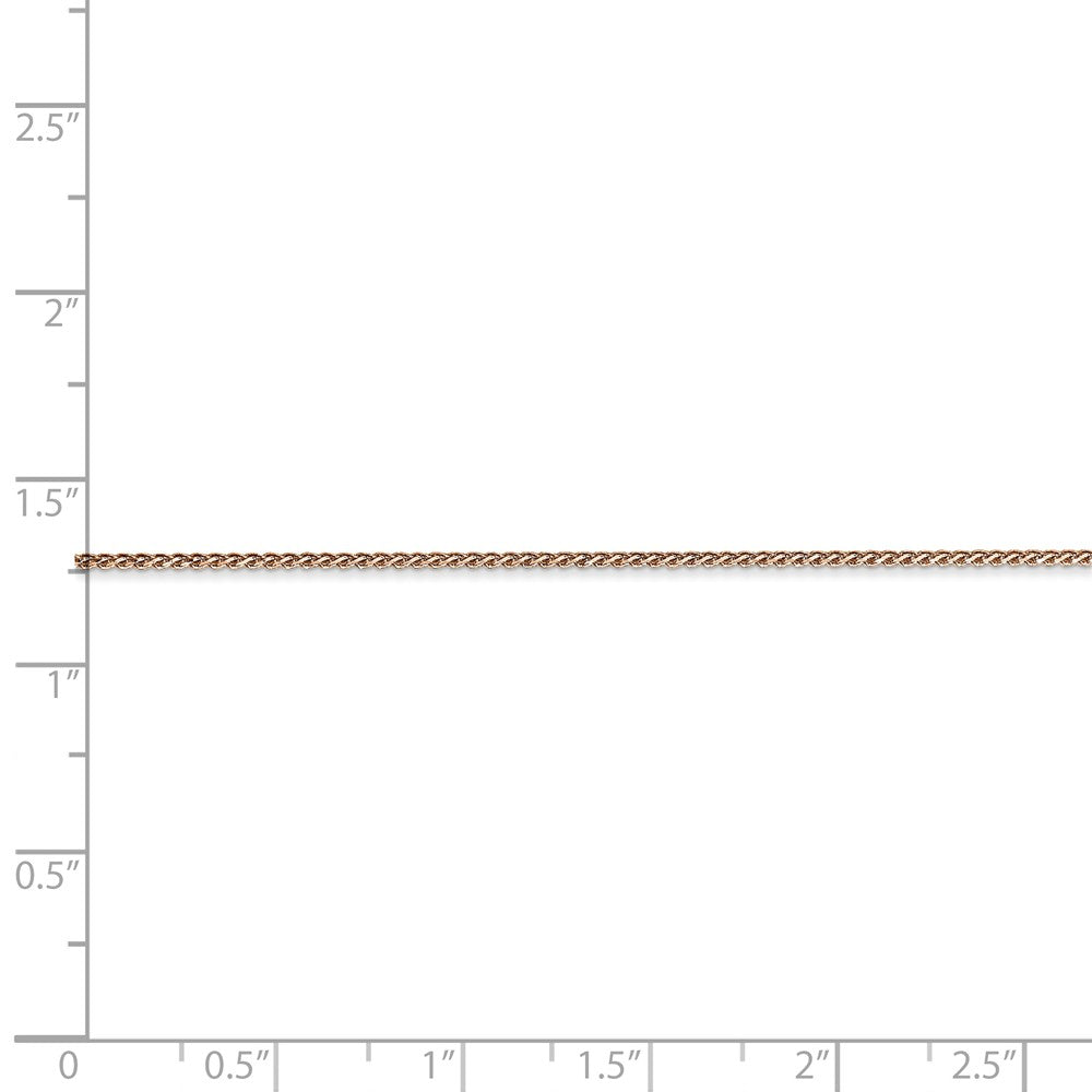 Alternate view of the 1mm, 14k Rose Gold, Diamond Cut Solid Spiga Chain Necklace by The Black Bow Jewelry Co.