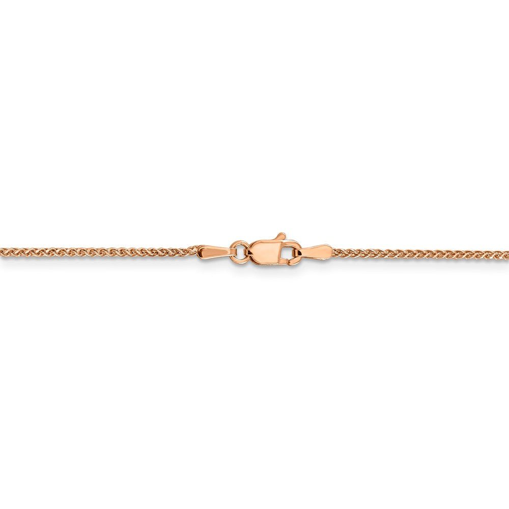 Alternate view of the 1.2mm, 14k Rose Gold, Diamond Cut Solid Spiga Chain Bracelet, 7 Inch by The Black Bow Jewelry Co.
