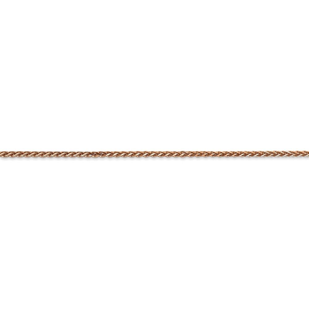 Alternate view of the 1.4mm, 14k Rose Gold, Diamond Cut Solid Spiga Chain Bracelet, 7 Inch by The Black Bow Jewelry Co.