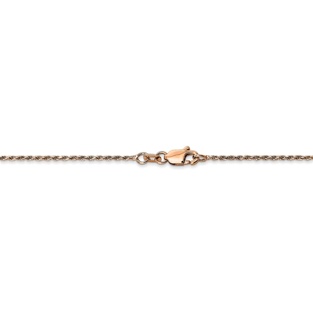 Alternate view of the 1mm, 14k Rose Gold, Diamond Cut Solid Rope Chain Bracelet, 7 Inch by The Black Bow Jewelry Co.