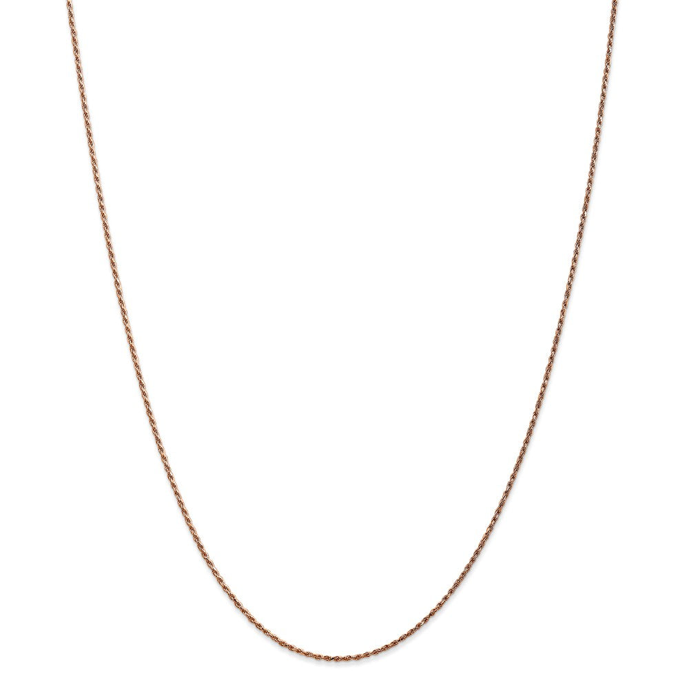 Alternate view of the 1mm, 14k Rose Gold, Diamond Cut Solid Rope Chain Necklace by The Black Bow Jewelry Co.