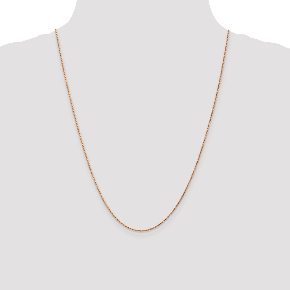 Alternate view of the 1mm, 14 Karat Rose Gold, Diamond-Cut Rope Chain - 24 inch by The Black Bow Jewelry Co.