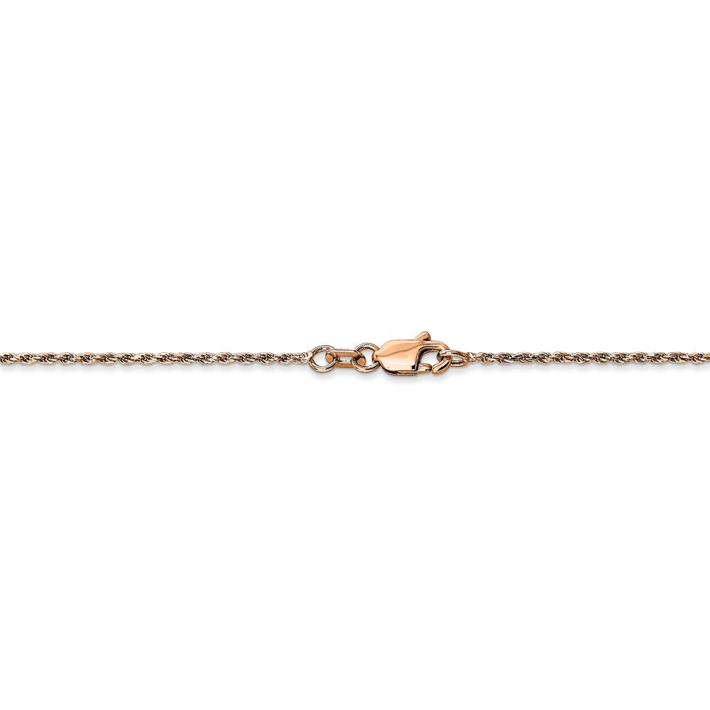 Alternate view of the 1mm, 14 Karat Rose Gold, Diamond-Cut Rope Chain - 24 inch by The Black Bow Jewelry Co.