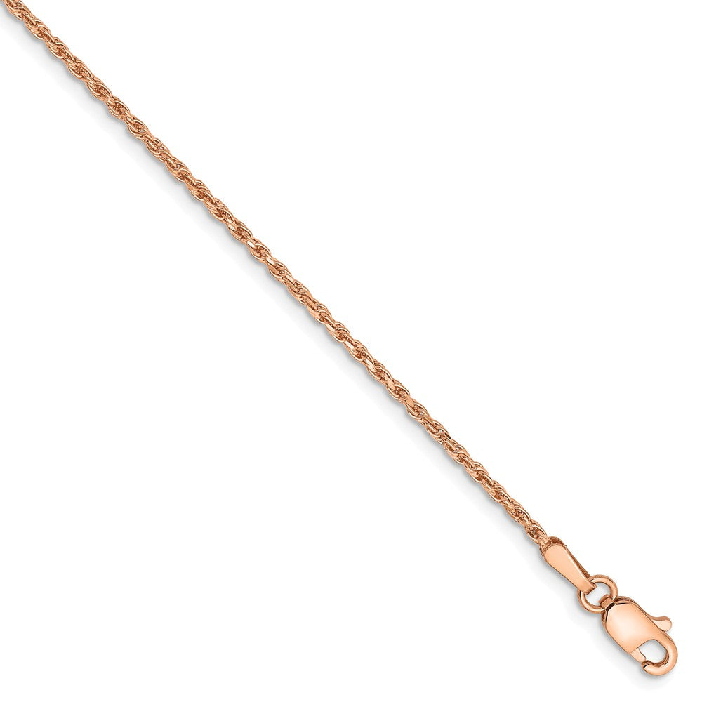 1.5mm, 14k Rose Gold, Diamond Cut Solid Rope Chain Anklet or Bracelet