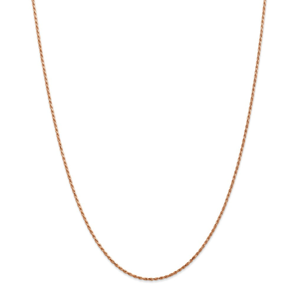 Alternate view of the 1.5mm, 14k Rose Gold, Diamond Cut Solid Rope Chain Necklace by The Black Bow Jewelry Co.
