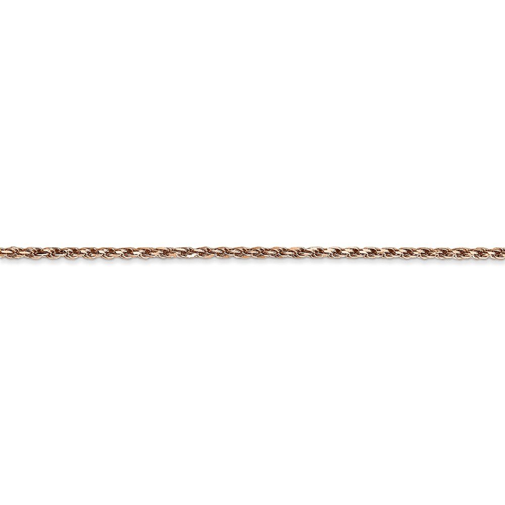 Alternate view of the 1.8mm, 14k Rose Gold, Diamond Cut Solid Rope Chain Anklet or Bracelet by The Black Bow Jewelry Co.