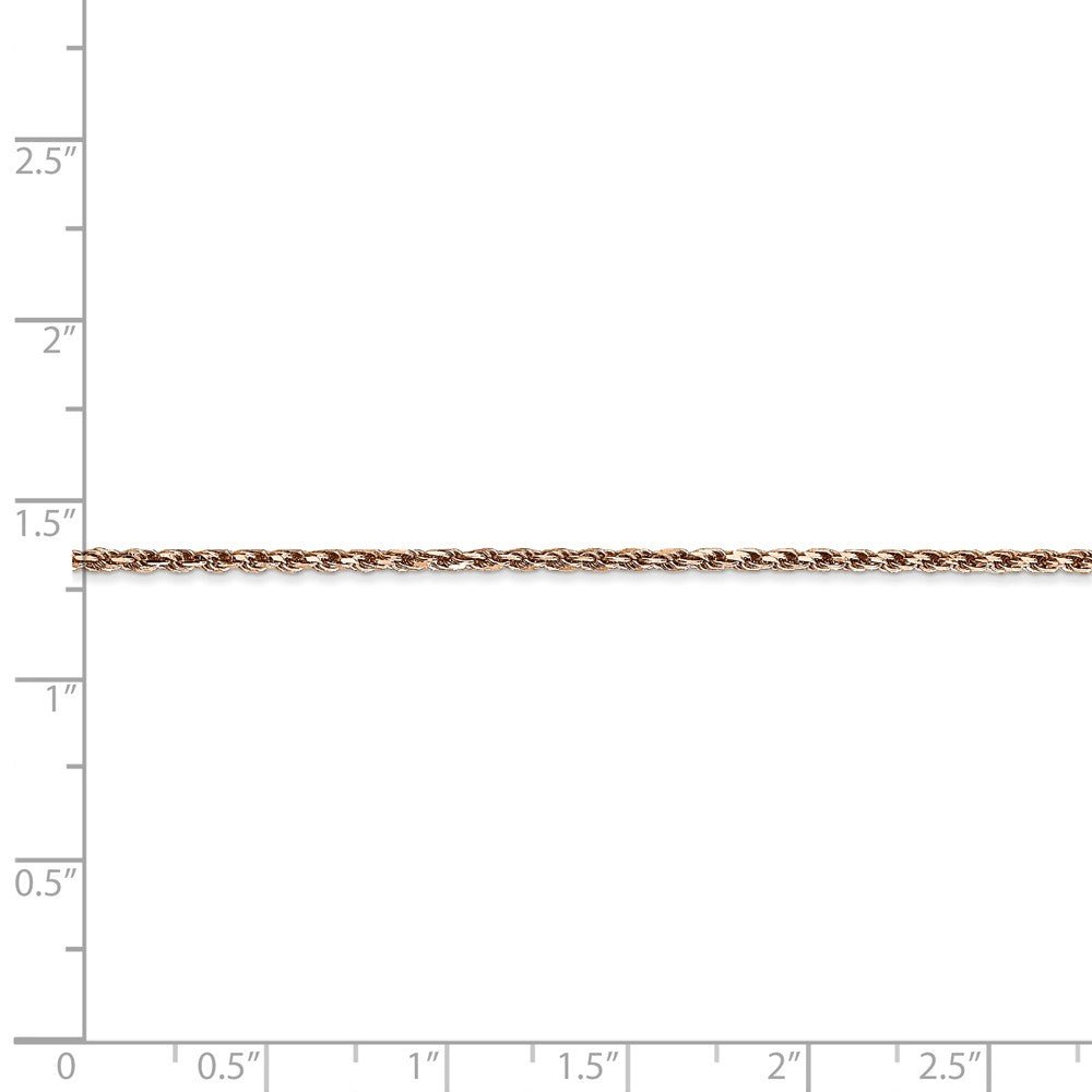 Alternate view of the 1.8mm, 14k Rose Gold, Diamond Cut Solid Rope Chain Anklet or Bracelet by The Black Bow Jewelry Co.
