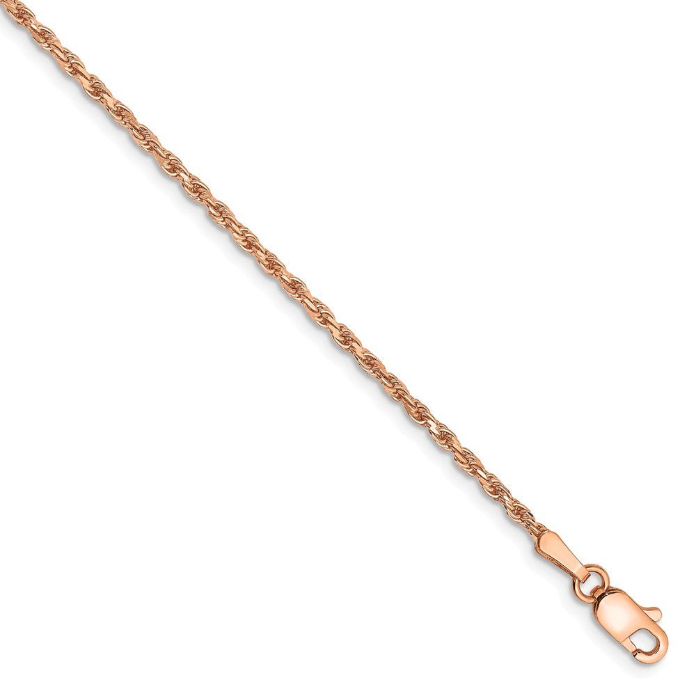 1.8mm, 14k Rose Gold, Diamond Cut Solid Rope Chain Anklet or Bracelet