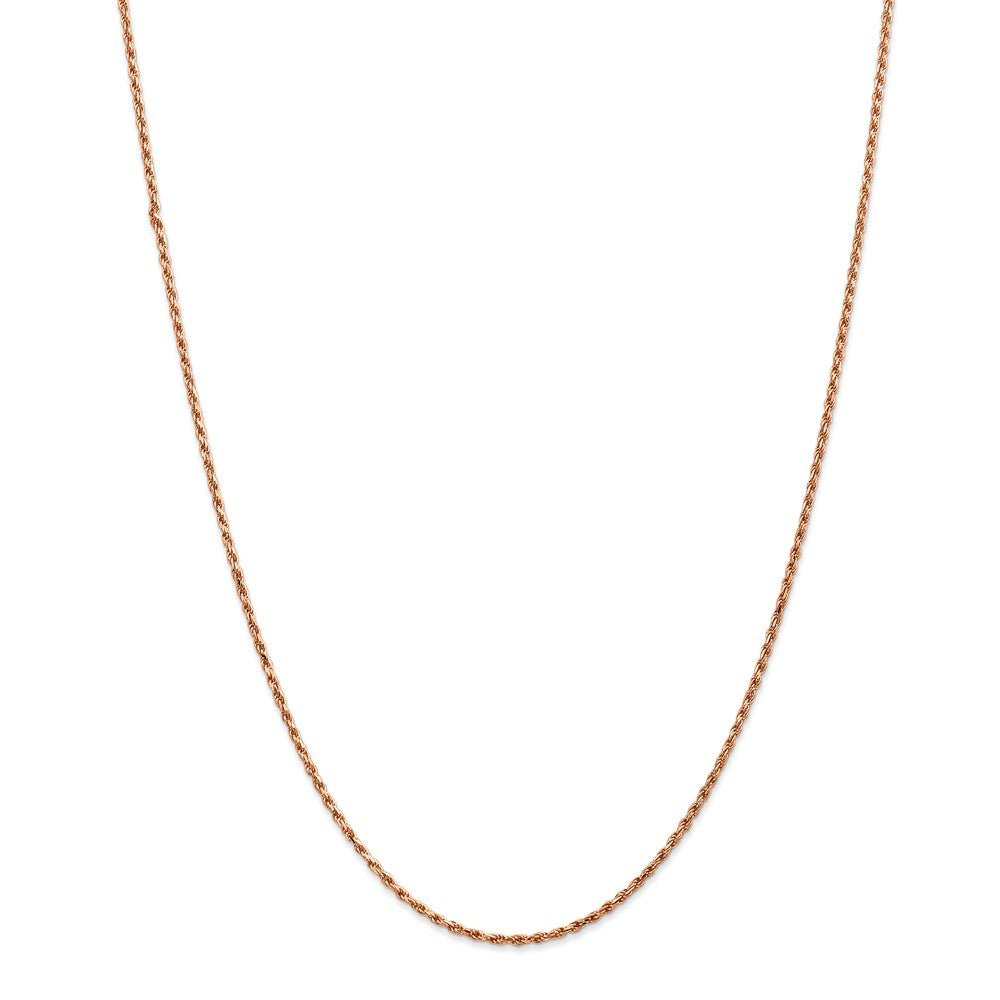 Alternate view of the 1.8mm, 14k Rose Gold, Diamond Cut Solid Rope Chain Necklace by The Black Bow Jewelry Co.