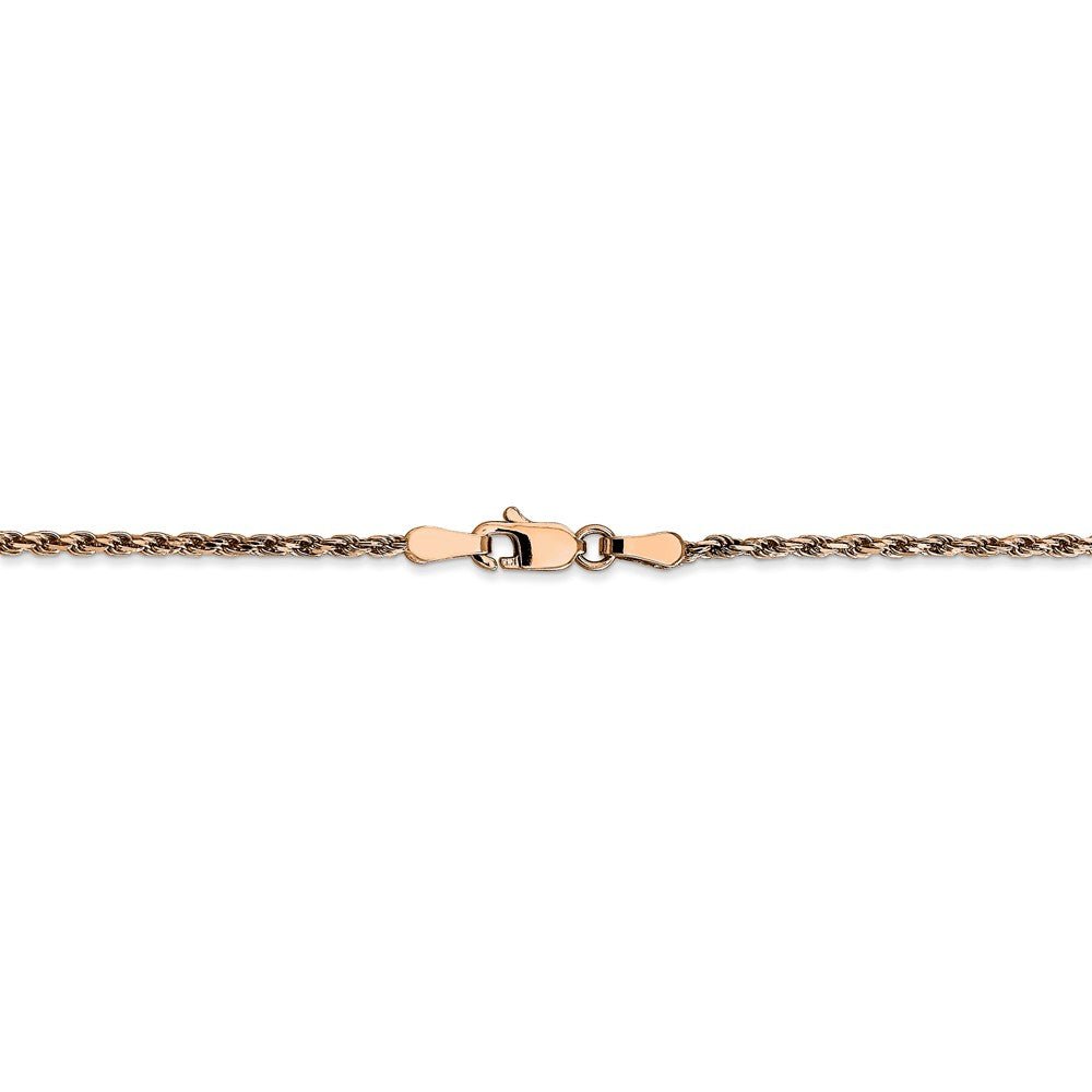 Alternate view of the 1.8mm, 14k Rose Gold, Diamond Cut Solid Rope Chain Necklace by The Black Bow Jewelry Co.