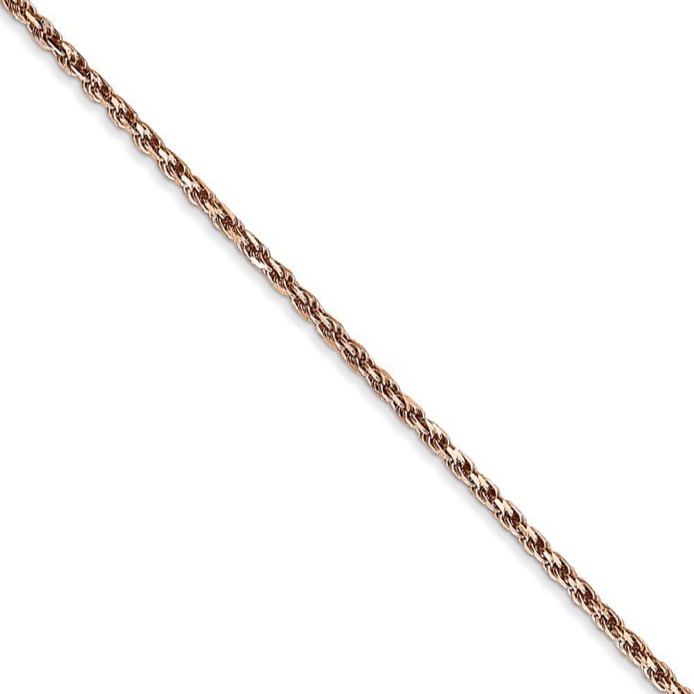 1.8mm, 14k Rose Gold, Diamond Cut Solid Rope Chain Necklace