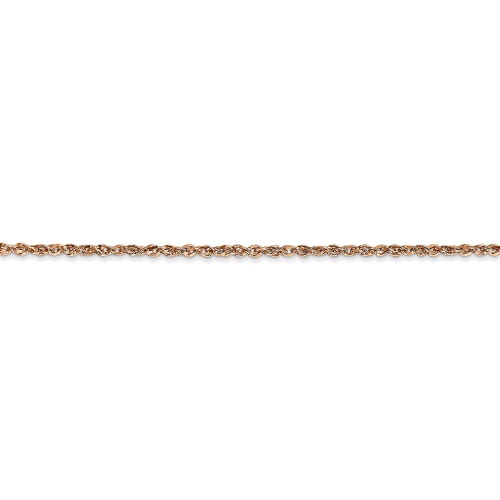 Alternate view of the 1.7mm, 14k Rose Gold, Diamond Cut Solid Ropa Chain Anklet by The Black Bow Jewelry Co.
