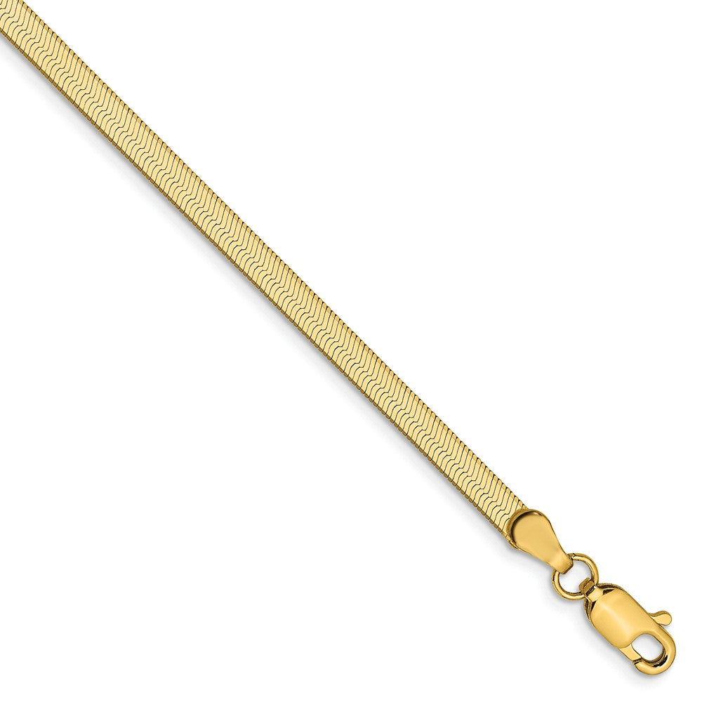 3mm, 14k Yellow Gold, Solid Herringbone Chain Bracelet, Item C8576-B by The Black Bow Jewelry Co.