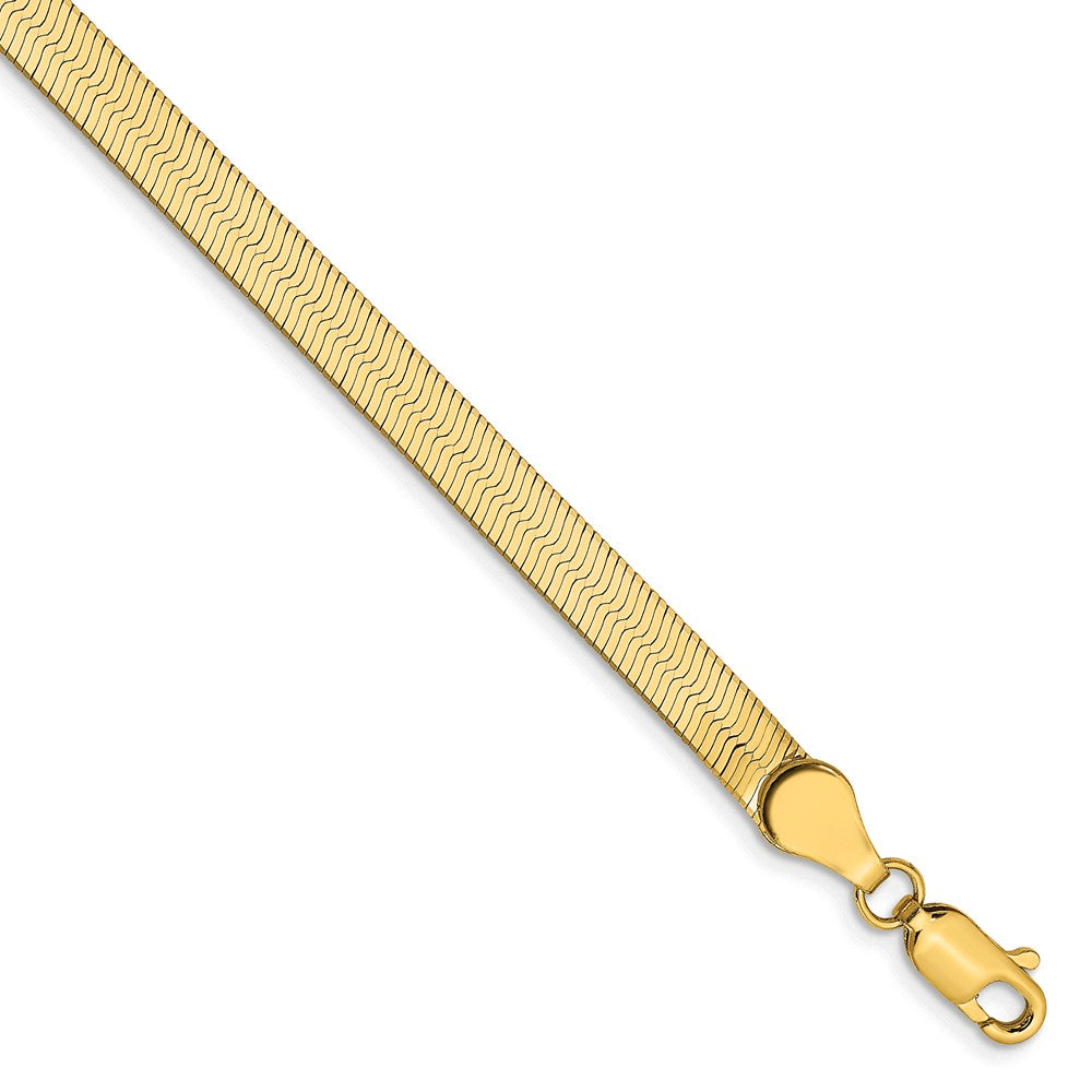 4mm, 14k Yellow Gold, Solid Herringbone Chain Bracelet, Item C8577-B by The Black Bow Jewelry Co.