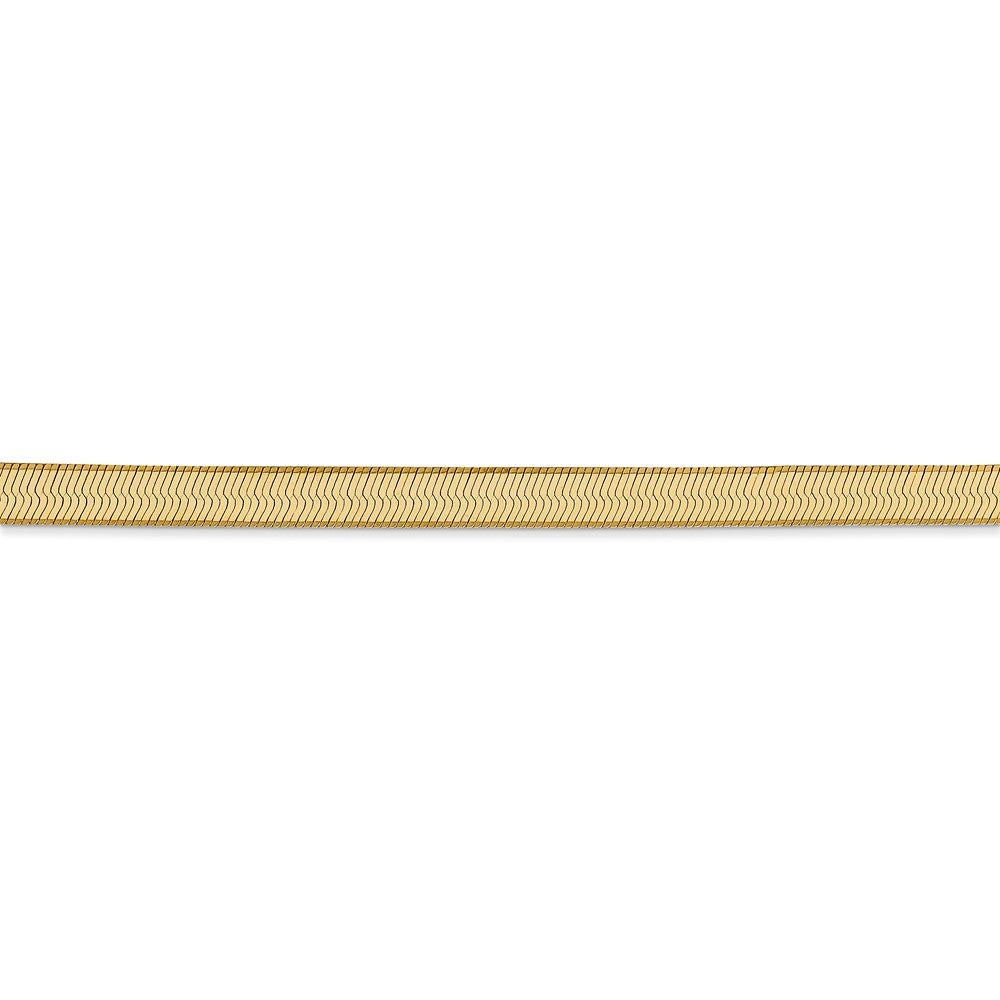 Alternate view of the 4mm, 14k Yellow Gold, Solid Herringbone Chain Bracelet by The Black Bow Jewelry Co.