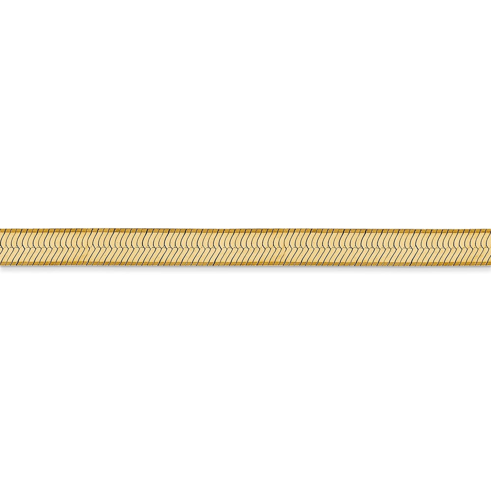 Alternate view of the 5mm, 14k Yellow Gold, Solid Herringbone Chain Bracelet by The Black Bow Jewelry Co.