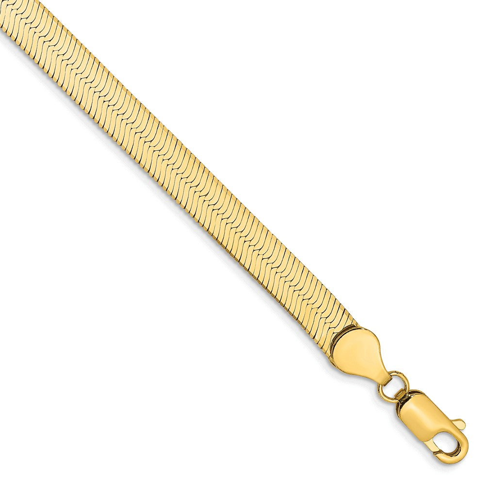 5.5mm, 14k Yellow Gold, Solid Herringbone Chain Bracelet, Item C8579-B by The Black Bow Jewelry Co.
